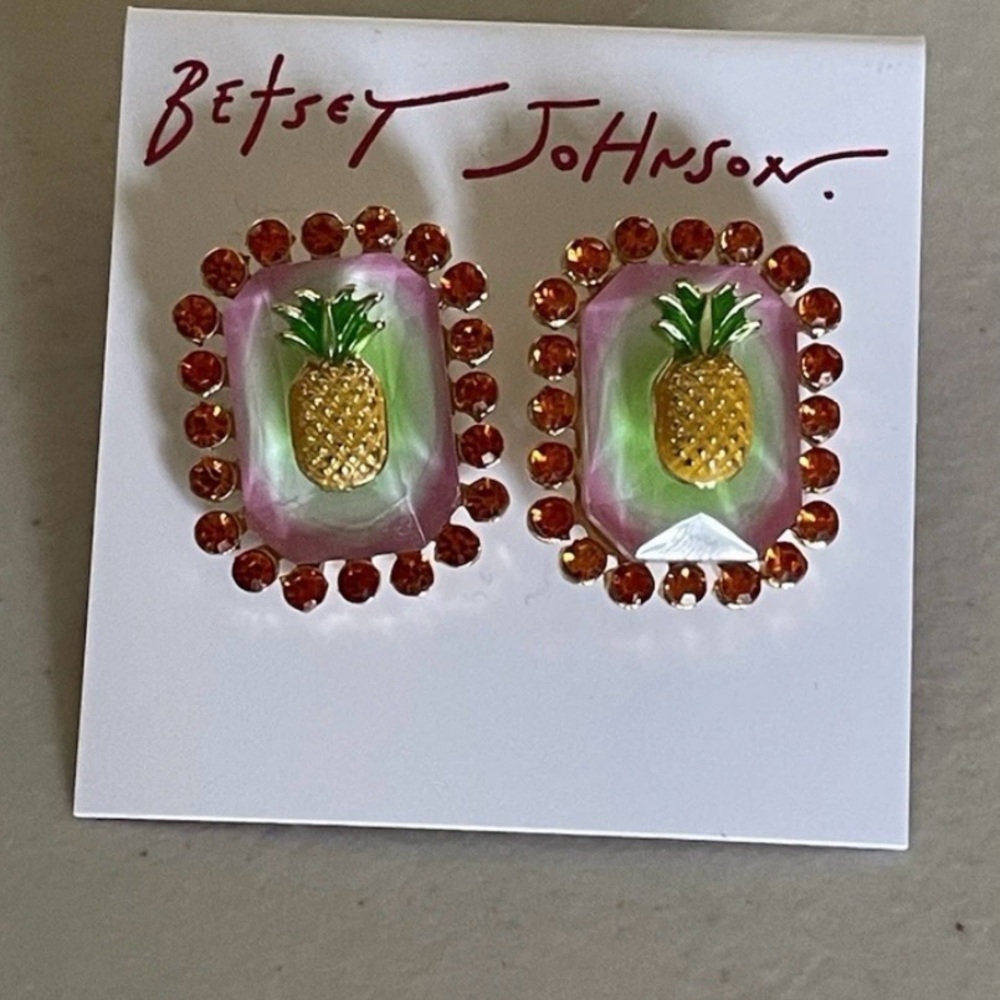 Betsey Johnson Pineapple Bling Earrings -NEW 🍍